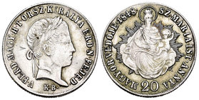 Hungría. Fernando V. 20 krajczar. 1848. Kremnitz. KB. (Km-422). Ag. 6,67 g. EBC+/EBC. Est...40,00.