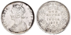 India Británica. Victoria. 1 rupia. 1879. (Km-492). Ag. 11,56 g. MBC+/EBC-. Est...35,00.
