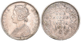 India Británica. Victoria. 1 rupia. 1886. (Km-490). Ag. 11,58 g. Golpecito en el canto. MBC+/EBC-. Est...40,00.