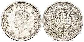 India Británica. George VI. 1 rupia. 1944. (Km-557). Ag. 11,73 g. EBC-/EBC. Est...30,00.