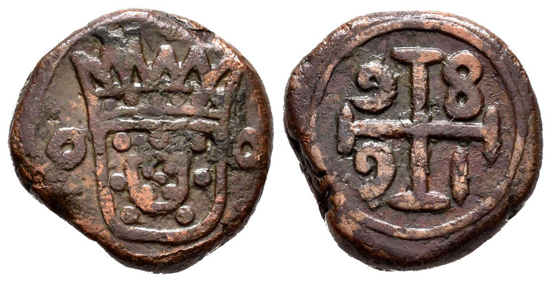 India Portuguesa. Pedro II. Bazaruco. (1683-1706). (Gomes-02.01). Ae. 6,21 g. BC...