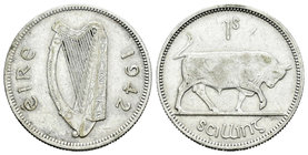 Irlanda. 1 shilling. 1942. (Km-14). Ag. 5,58 g. MBC+. Est...15,00.