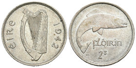 Irlanda. 1 florín. 1942. (Km-1942). Ag. 11,26 g. EBC/EBC-. Est...25,00.