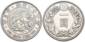 Japón. Mutsuhito. 1 yen. Año 22. (1889). (Km-YA25.3). Ag. 26,85 g. Limpiada. EBC. Est...80,00.