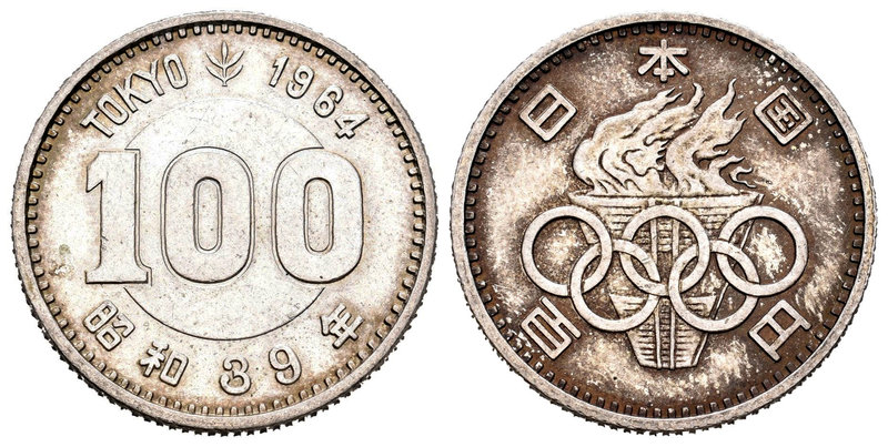 Japón. Hirohito. 100 yen. 1964. Ag. 4,81 g. Juegos Olímpicos de Tokyo. EBC-. Est...
