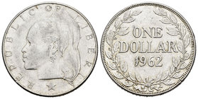 Liberia. 1 dollar. 1962. (Km-18). Ag. 20,83 g. MBC/MBC+. Est...30,00.