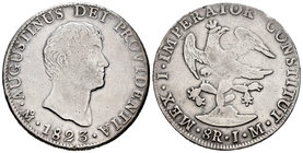 México. Agustín de Iturbide. 8 reales. 1823. México. JM. (Km-310). Ag. 26,75 g. MBC. Est...140,00.