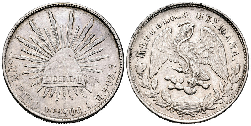 México. 1 peso. 1900. México. AM. (Km-409.2). Ag. 27,02 g. MBC+. Est...45,00.