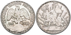 México. 1 peso. 1910. (Km-453). Ag. 27,07 g. MBC. Est...45,00.