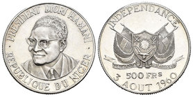 Nigeria. 500 francos. 1960. (Km-5). Ag. 10,07 g.  Conmemoración de la Independencia. PROOF. Est...30,00.