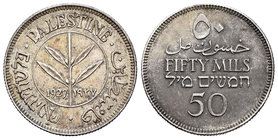 Palestina. 50 mils. 1927. (Km-6). Ag. 5,77 g. EBC-. Est...30,00.