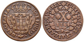 Portugal. José I. 10 reis. 1764. (Km-243.2). Ae. 12,65 g. MBC+. Est...25,00.