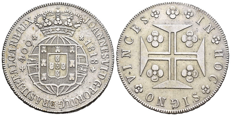 Portugal. Joao Príncipe Regente. 400 reis. 1818. (Km-358). (Gomes-12.01). Ag. 14...