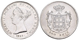 Portugal. María II. 500 reis. 1842. (Km-471). Ag. 14,76 g. Ligeramente limpiada. EBC-. Est...80,00.