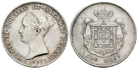 Portugal. María II. 500 reis. 1846. (Km-471). (Gomes-39.11). Ag. 14,73 g. Golpecito en el canto. Ligera limpieza. EBC-/EBC. Est...60,00.