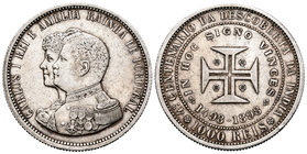 Portugal. Carlos I. 1000 reis. 1898. (Gomes-14.01). (Km-539). Ag. 24,81 g. 400º Aniversario del descubrimiento de la India. Golpecito en el canto. MBC...