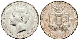 Portugal. Emanuele II. 1000 reis. 1910. (Km-558). (Gomes-07.02). Ag. 24,48 g. Centenario de la guerra peninsular. EBC+. Est...150,00.
