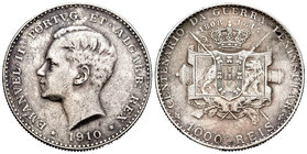 Portugal. Emanuele II. 1000 reis. 1910. (Gomes-07.01). (Km-558). Ag. 25,03 g. Guerra peninsular. MBC-. Est...30,00.