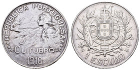 Portugal. 1 escudo. 1910. (Km-560). (Gomes-22.01). Ag. 25,15 g. MBC+/EBC-. Est...70,00.