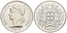 Portugal. 1 escudos. 1915. (Km-564). (Gomes-23.01). Ag. 24,14 g. EBC/EBC+. Est...50,00.