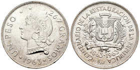 República Dominicana. 1 peso. 1963. (Km-30). Ag. 26,61 g. EBC+. Est...30,00.