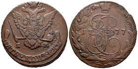 Rusia. Catherine II. 5 kopecks. 1777. Ekaterinburg. (Km-59.3). (Bitkin-626). Ae. 51,27 g. MBC-. Est...35,00.