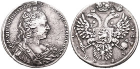 Rusia. Anna. 1 rublo. (1730-1740). (Km-197). (Bitkin-110 similar). Ag. 26,59 g. Resto de soldadura. MBC. Est...200,00.