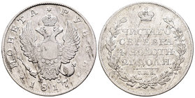Rusia. Alexander I. 1 rublo. 1817. San Petesburgo. (Km-C130). (Bitkin-116). Ag. 20,54 g. MBC-. Est...70,00.
