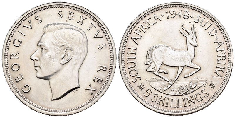 Sudáfrica. Jorge VI. 5 shillings. 1948. (Km-40.01). Ag. 28,26 g. SC-. Est...60,0...