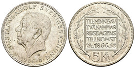 Suecia. Gustaf VI. 5 coronas. 1960. (Km-839). Ag. 17,85 g. Centenario de la reforma constitucional. SC-. Est...10,00.