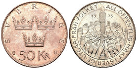 Suecia. Carlo XVI Gustaf. 50 coronas. 1875. (Km-848). Ag. 26,85 g. SC. Est...25,00.