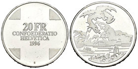 Suiza. 20 francos. 1996. Berna. B. (Km-77). Ag. 19,94 g. Mitológico dragón de Breno. PROOF. Est...35,00.