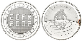 Suiza. 20 francos. 2002. Berna. B. (Km-101). Ag. 20,01 g. Expo 2002. PROOF. Est...50,00.