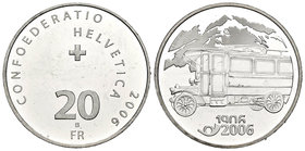 Suiza. 20 francos. 2006. Berna. B. (Km-115). Ag. 20,05 g. Marquitas. PROOF. Est...50,00.