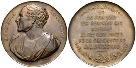 Francia. Medalla. 1912. Ae. 73,27 g. II Centenario del nacimiento de J. Jacques Rousseau 28 de Junio 1912. Grabador T. Honneton. 55 mm. EBC+. Est...60...