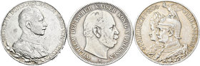 Alemania. Lote de 3 monedas alemanas de 2 marcos de plata, 1876, 1901, 1913. A EXAMINAR. BC+/MBC+. Est...40,00.