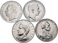 Alemania. Lote de 4 monedas de 3 marcos, 1910 (2), 1912, 1913. A EXAMINAR. MBC+/EBC+. Est...70,00.