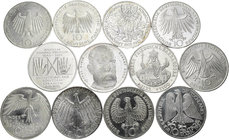 Alemania. Lote de 12 monedas alemanas de 10 marcos de plata, 1972 (5), 1987 (2),1991 (2), 1993, 1995, 2000. A EXAMINAR. SC. Est...120,00.