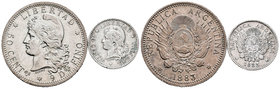 Argentina. Lote de 2 monedas argentinas de 1883, con valor 50 y 10 centavos. A EXAMINAR. EBC/SC. Est...60,00.