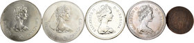 Canadá. Lote de 5 piezas de Canadá, 1 de 1 centavo (1859) y 4 de 1 dollar (3 de 1973 y 1 de 1979). A EXAMINAR. MBC+/PROOF. Est...70,00.