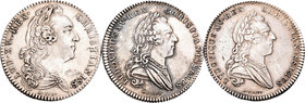 Francia. Lote de 3 jetones de plata franceses de Louis XV, 1760, 1766 y 1768. Uno de ellos con restos de soldadura. A EXAMINAR. MBC+. Est...150,00.