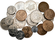Francia. Lote de 21 piezas francesas, 1 centime (1), 5 francos (5), 5 francos (12), 100 francos (4). A EXAMINAR. EBC/SC. Est...150,00.