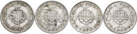 Mozambique. Lote de 4 monedas de 20 escudos de plata, 1952, 1955, 1960, 1966. Serie completa. A EXAMINAR. MBC+/EBC-. Est...40,00.