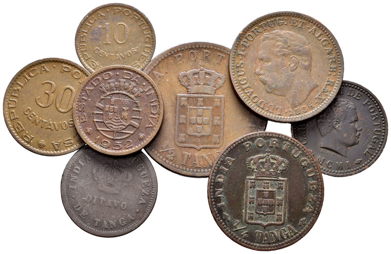 Lote de 8 monedas de colonias portuguesas en bronce de diferentes valores. A EXA...