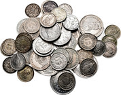 Suiza. Lote de 50 monedas de Suiza, 1/2 franco (30), 1 franco (11), 2 francos (6), 5 francos (3). A EXAMINAR. MBC-/EBC. Est...500,00.