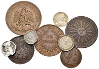 Lote de 9 monedas mundiales de diferentes países en plata (4) y cobre (5). A EXAMINAR. MBC-/MBC+. Est...60,00.