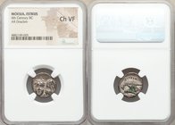 MOESIA. Istros. 4th century BC. AR drachm (17mm, 12h). NGC Choice VF. Two male heads side-by-side, the right inverted / IΣTPIH, sea eagle standing lef...