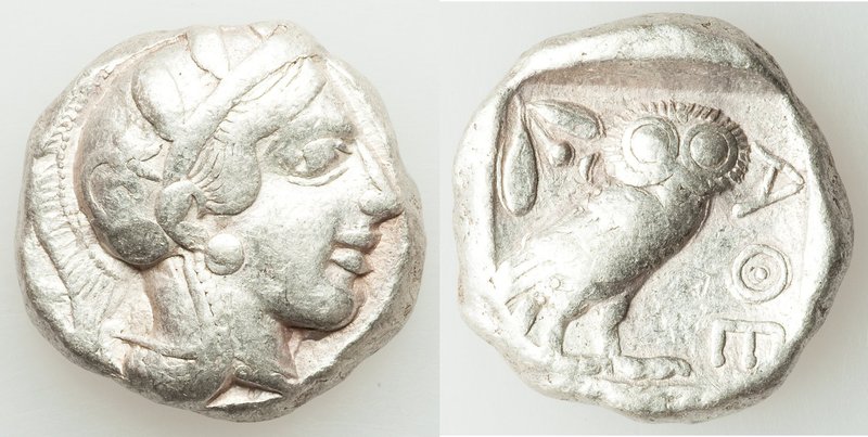 ATTICA. Athens. Ca. 454-404 BC. AR tetradrachm (23mm, 16.96 gm, 3h). VF. Early t...