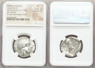 ATTICA. Athens. Ca. 440-404 BC. AR tetradrachm (25mm, 17.17 gm, 12h). NGC XF 5/5 - 4/5. Mid-mass coinage issue. Head of Athena right, wearing crested ...