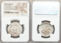 LYDIA. Tralles. Ca.166-128 BC. AR cistophorus (28mm, 12.71 gm, 1h). NGC MS 5/5 - 4/5, brushed. Struck ca. 166-160 BC. Serpent emerging from cista myst...